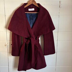 Burgundy Shawl Collar Coat by T Tahari